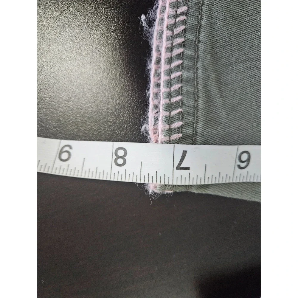 Cherokee Baby Girl Pants 6M Olive‎ Green Cotton Pink Stitch Bow Pocket Cute